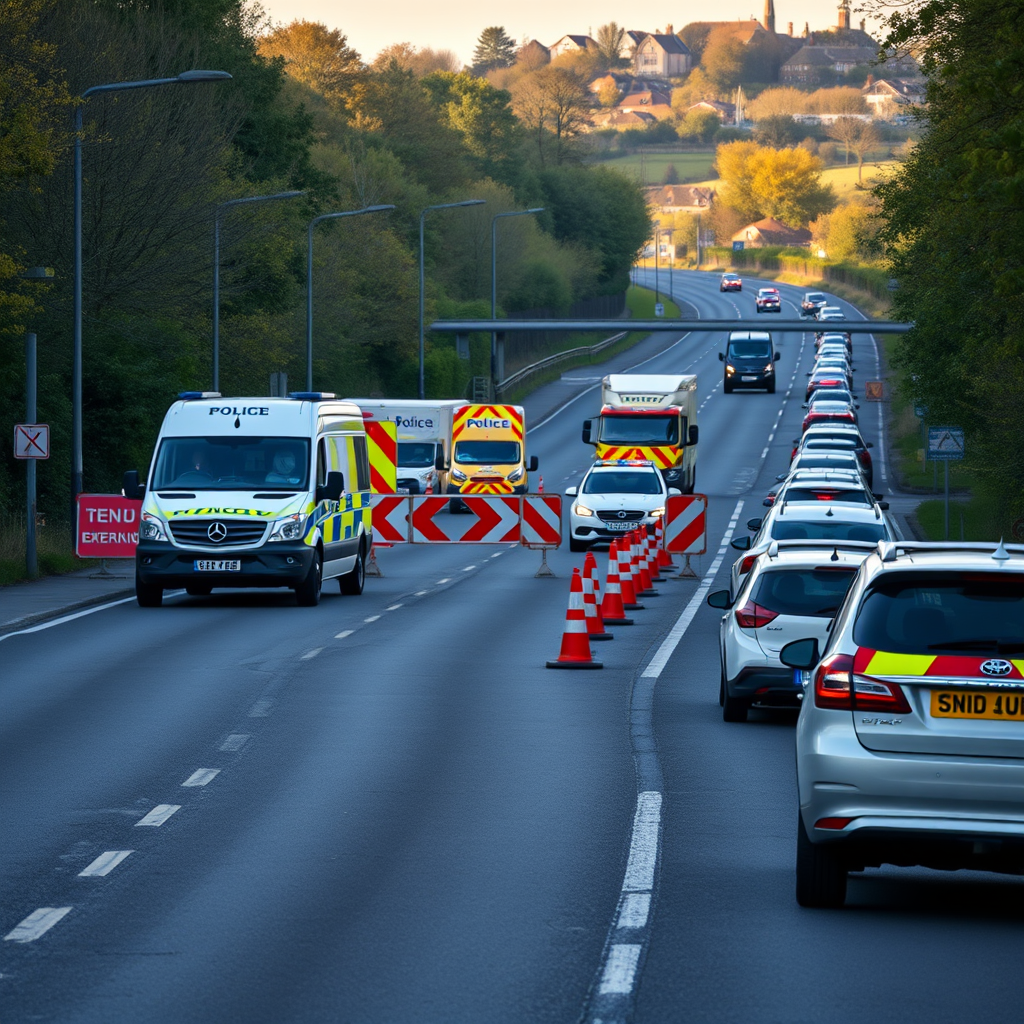 Collision on A-road blocks traffic, buses diverted